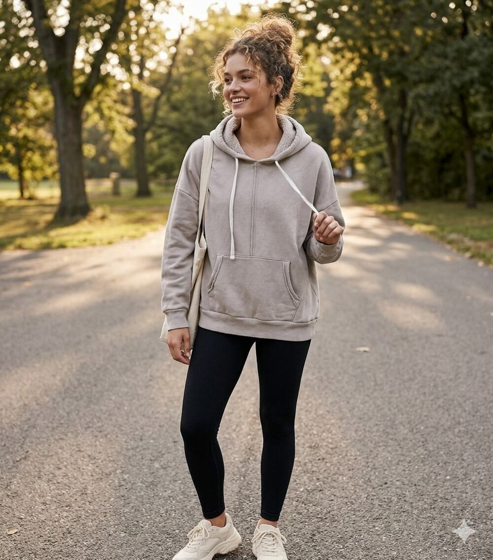 Free People Movement Oversized Fleece-Lined Hoodie Taupe Cozy Yoga Size Large
